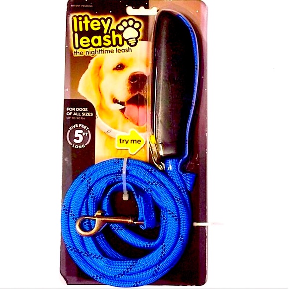 NWT GLOW IN DARK LITEY LEASH • BLUE 5ft Dog Pets - Picture 8 of 9
